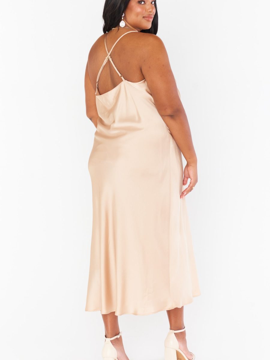 Verona Cowl Dress ~ Champagne Luxe Satin