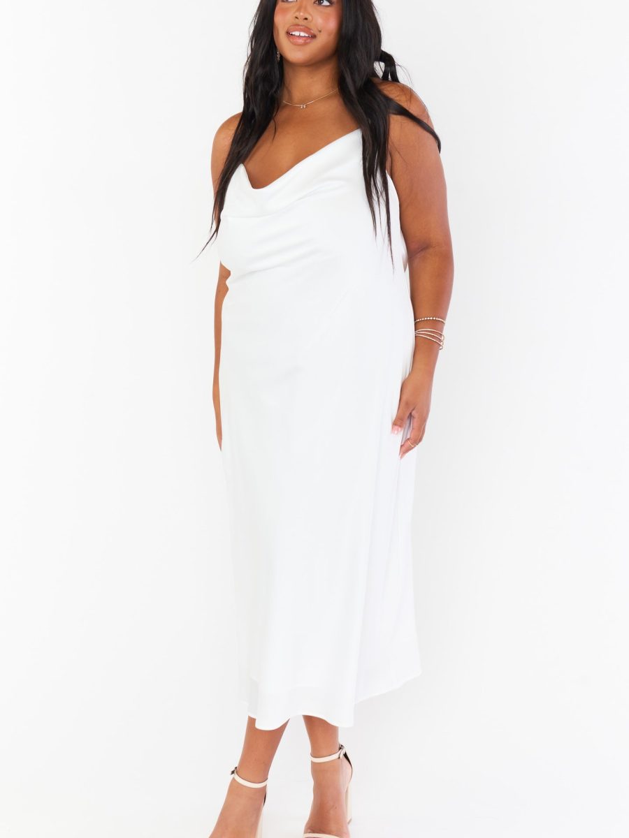 Verona Cowl Dress ~ Ivory Luxe Satin