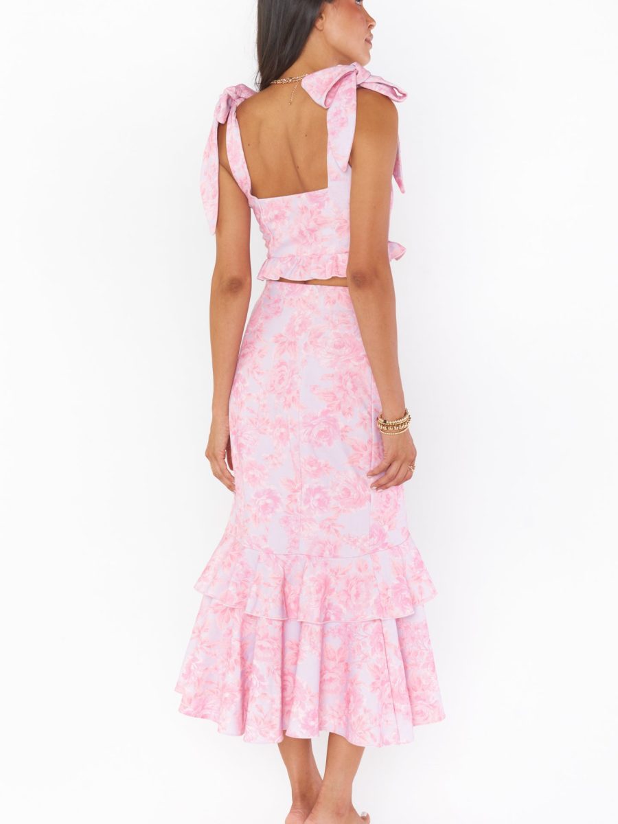 Dutchess Ruffle Skirt ~ Blushing Floral Stretch