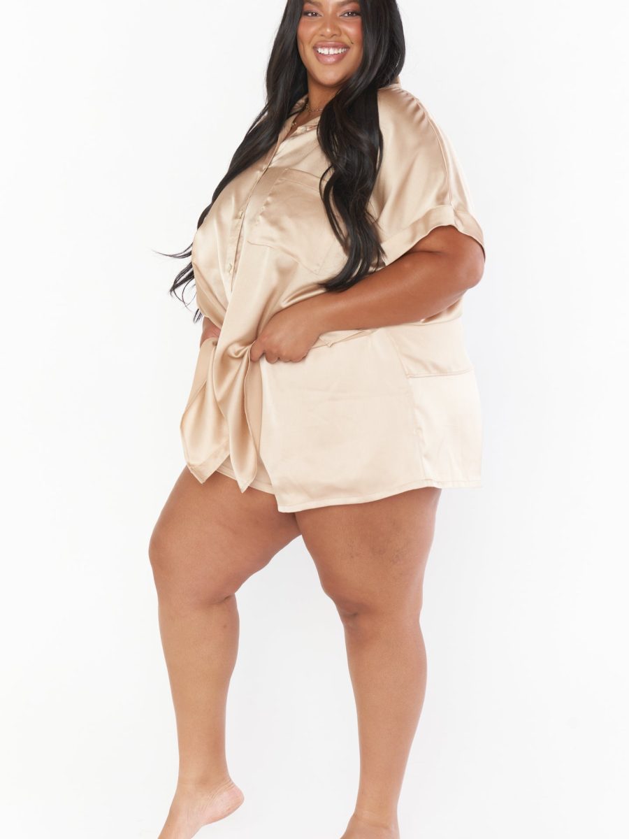 Best Day Button Up ~ Champagne Luxe Satin