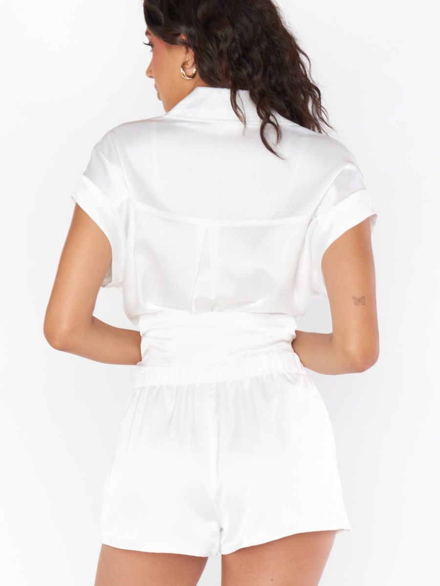 Glam Time Shorts ~ Ivory Luxe Satin