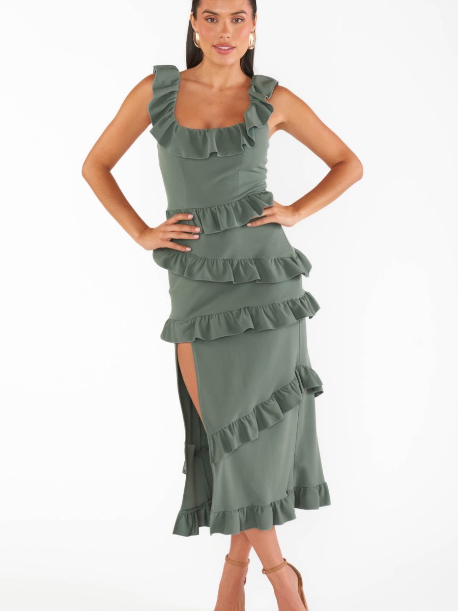 Greta Dress ~ Deep Sage Stretch