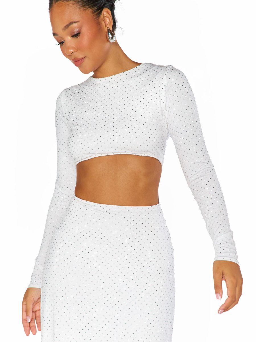 The Sleek Maxi Dress ~ White Rhinestone Spandy
