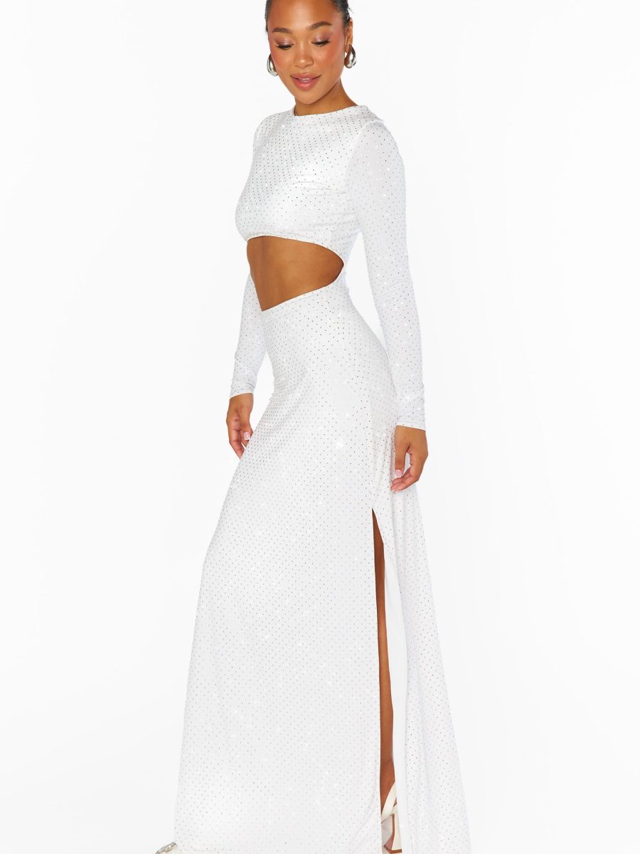 The Sleek Maxi Dress ~ White Rhinestone Spandy