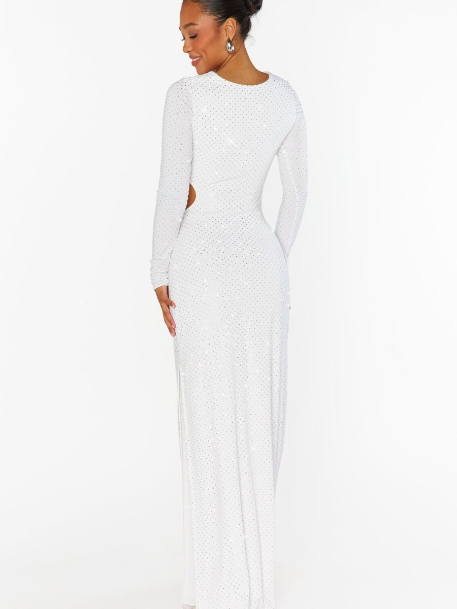 The Sleek Maxi Dress ~ White Rhinestone Spandy