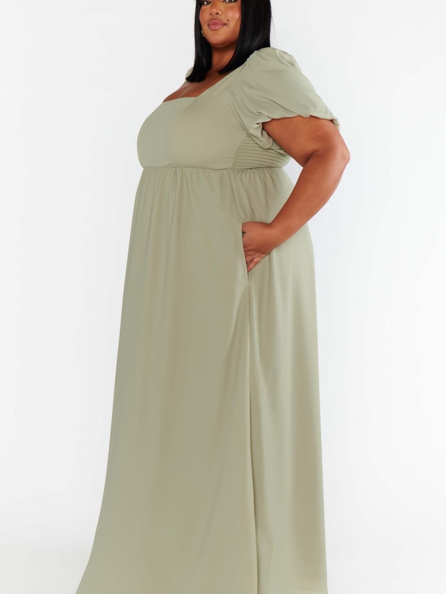 Nora Maxi Dress ~ Moss Green Crisp