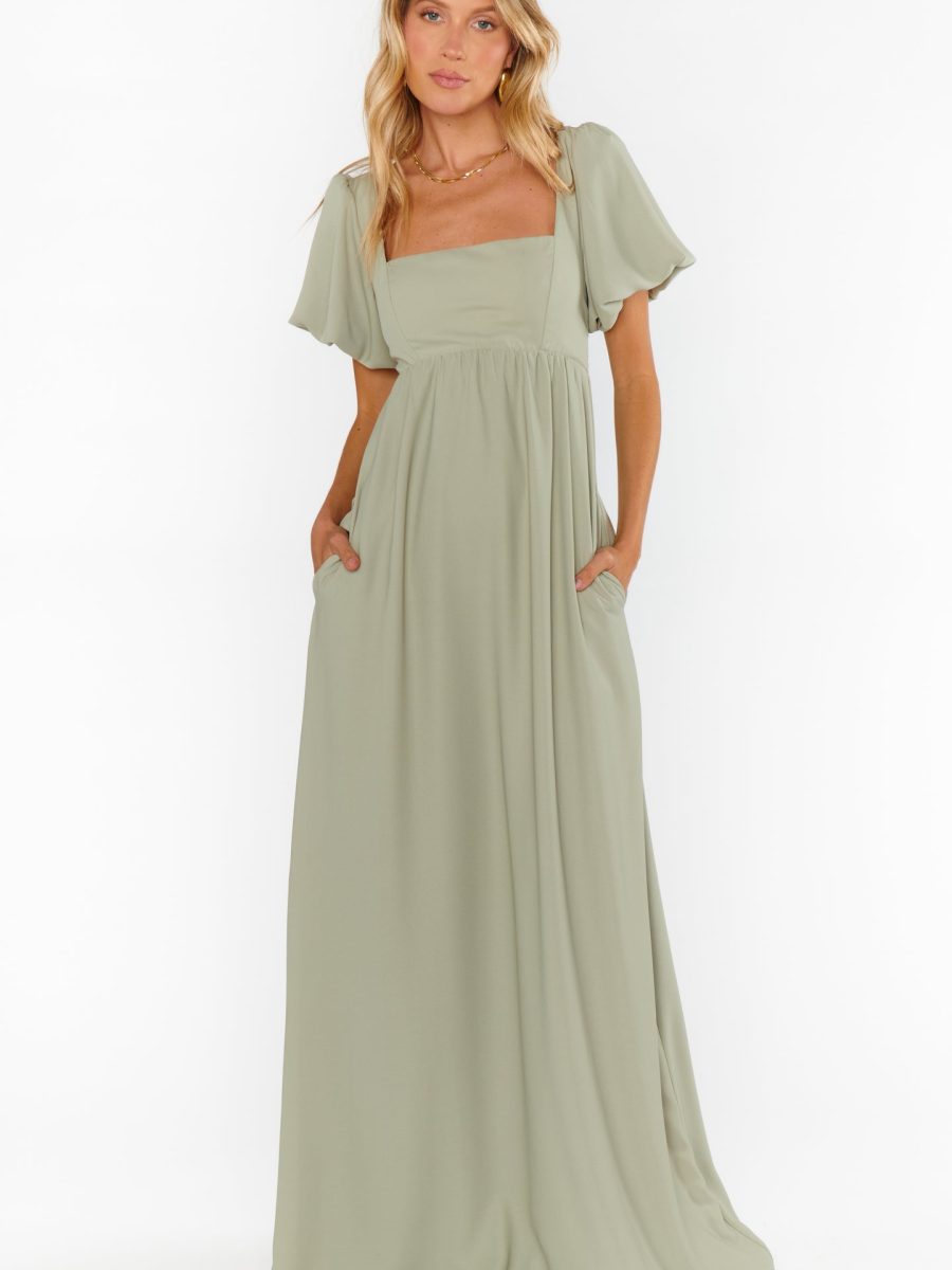 Nora Maxi Dress ~ Moss Green Crisp