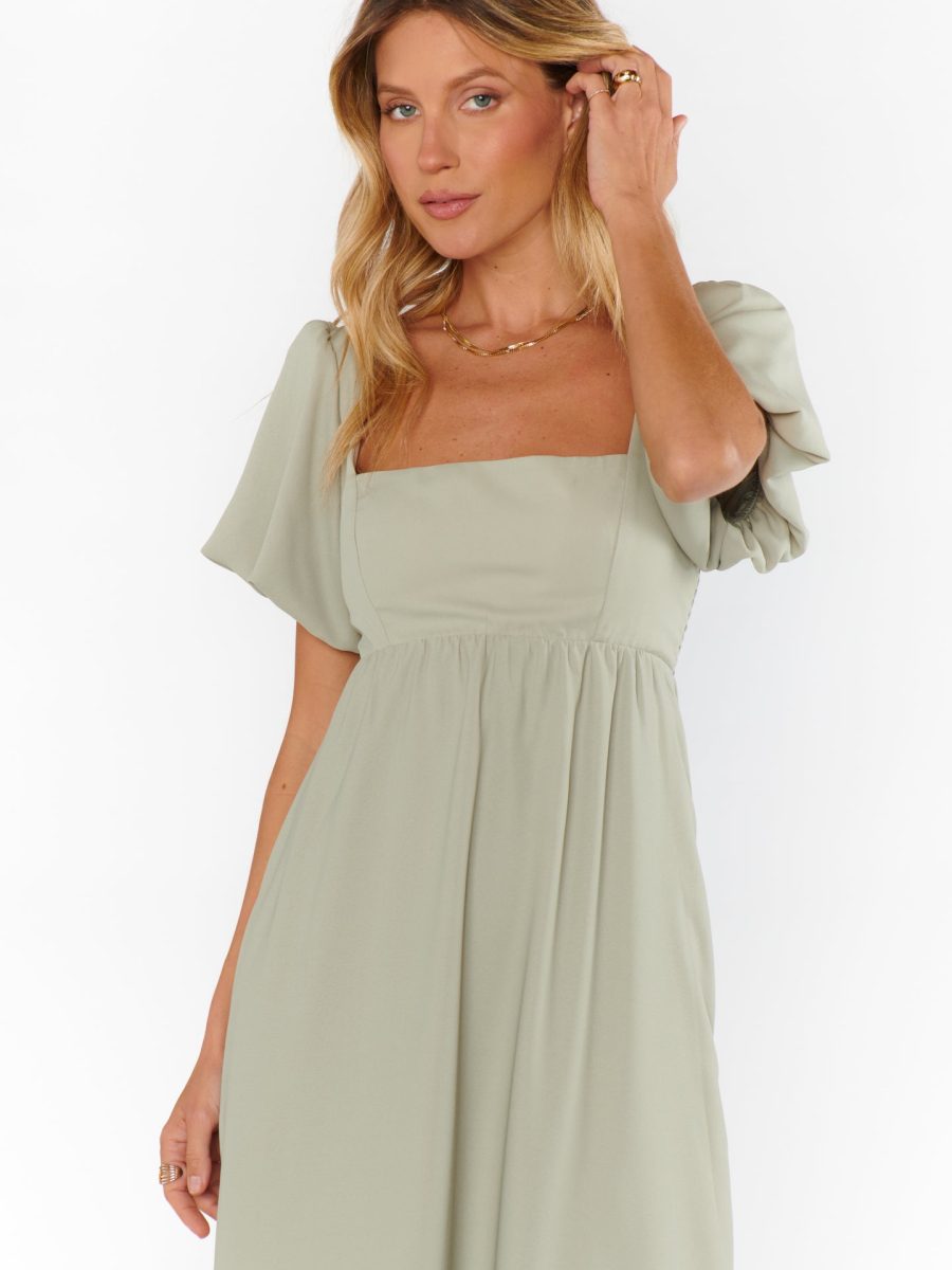 Nora Maxi Dress ~ Moss Green Crisp