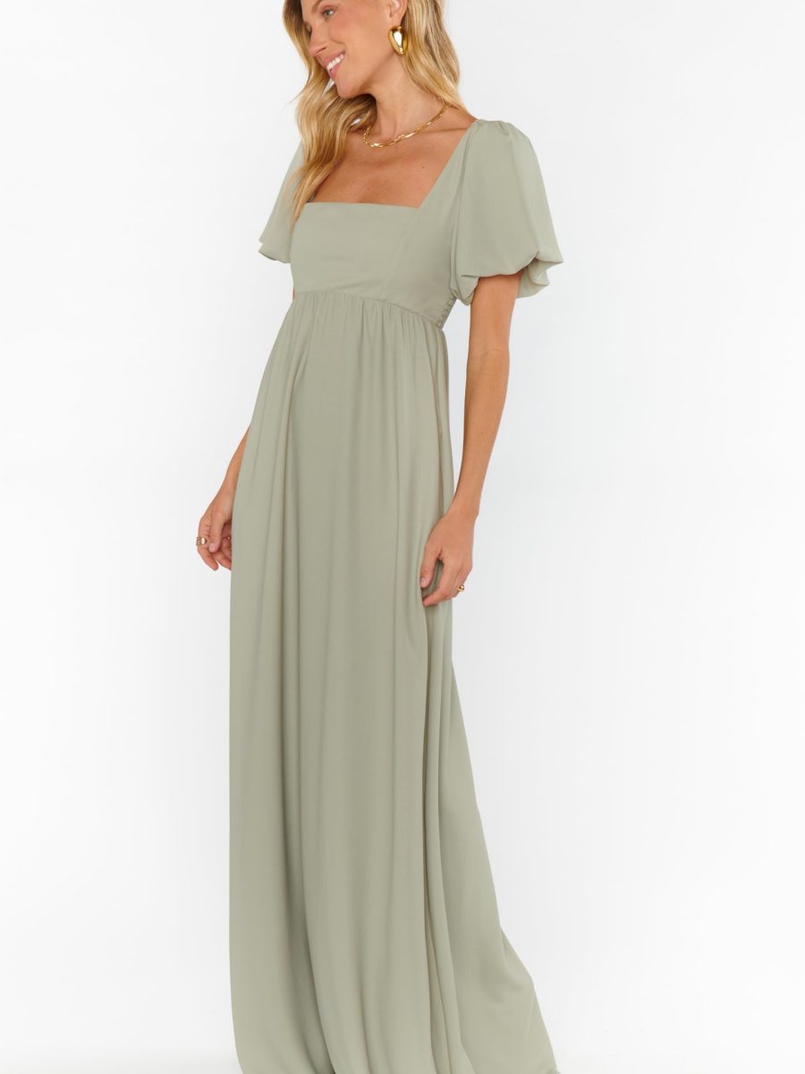 Nora Maxi Dress ~ Moss Green Crisp