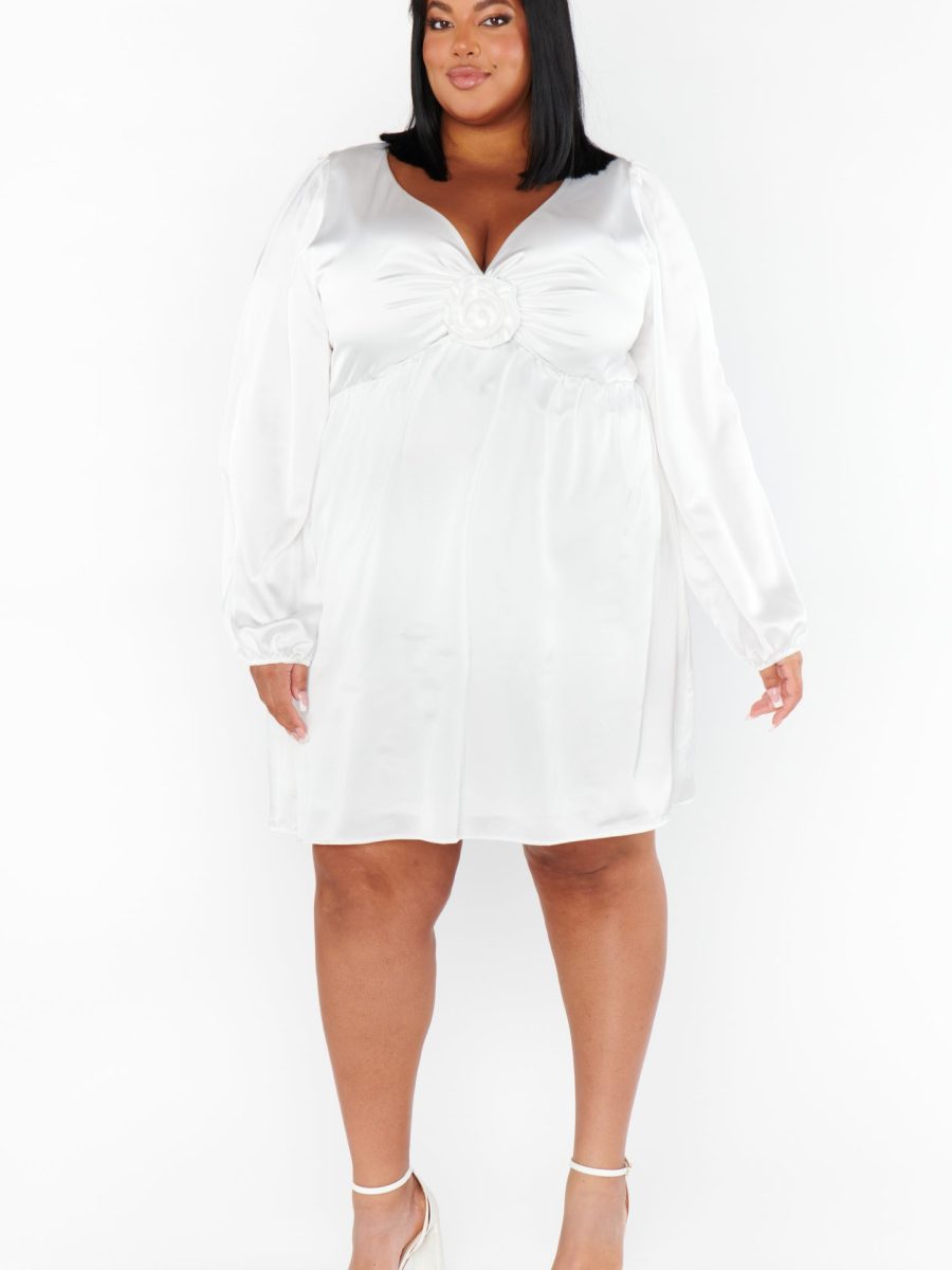 Rosetta Mini Dress ~ Ivory Luxe Satin