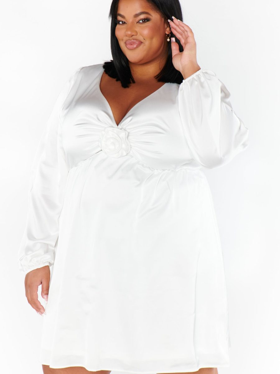 Rosetta Mini Dress ~ Ivory Luxe Satin