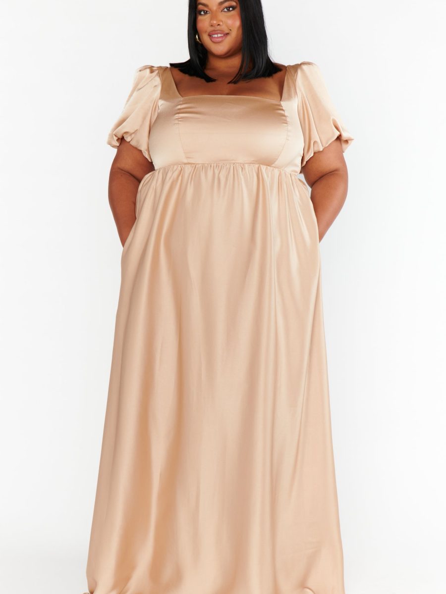 Nora Maxi Dress ~ Champagne Luxe Satin