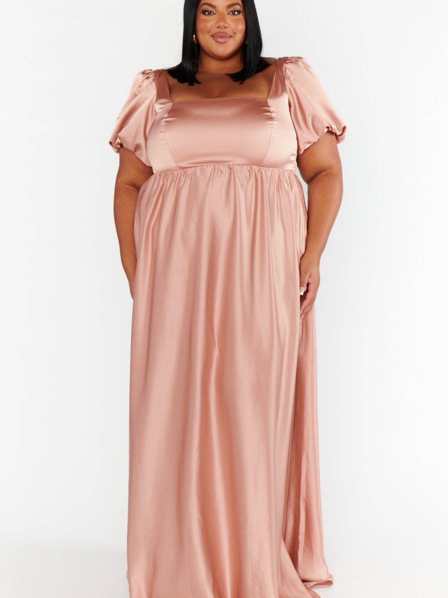Nora Maxi Dress ~ Rose Gold Luxe Satin
