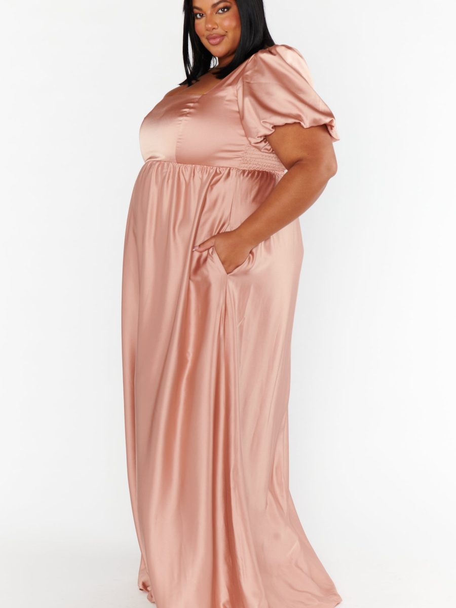 Nora Maxi Dress ~ Rose Gold Luxe Satin