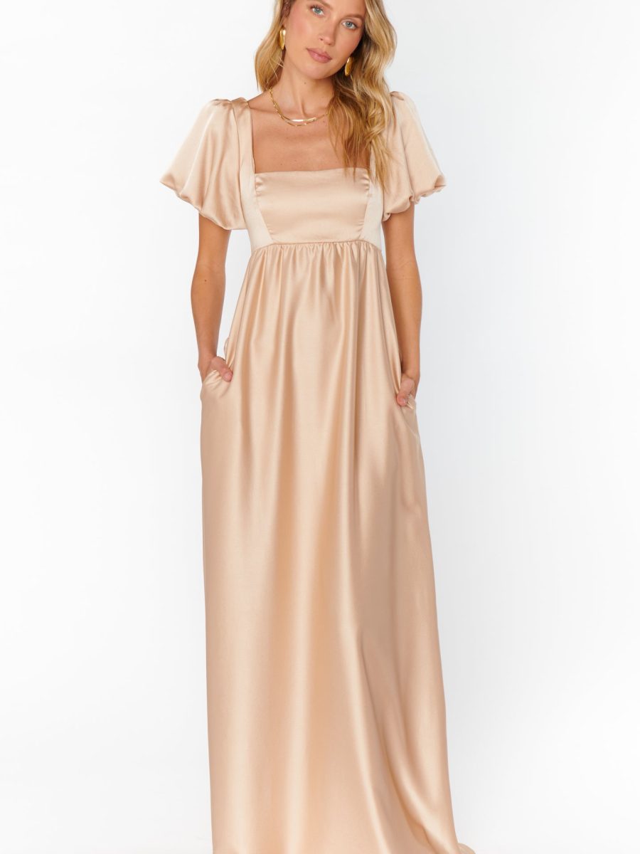 Nora Maxi Dress ~ Champagne Luxe Satin