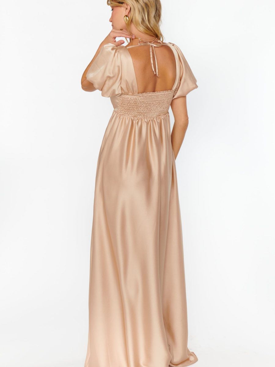 Nora Maxi Dress ~ Champagne Luxe Satin