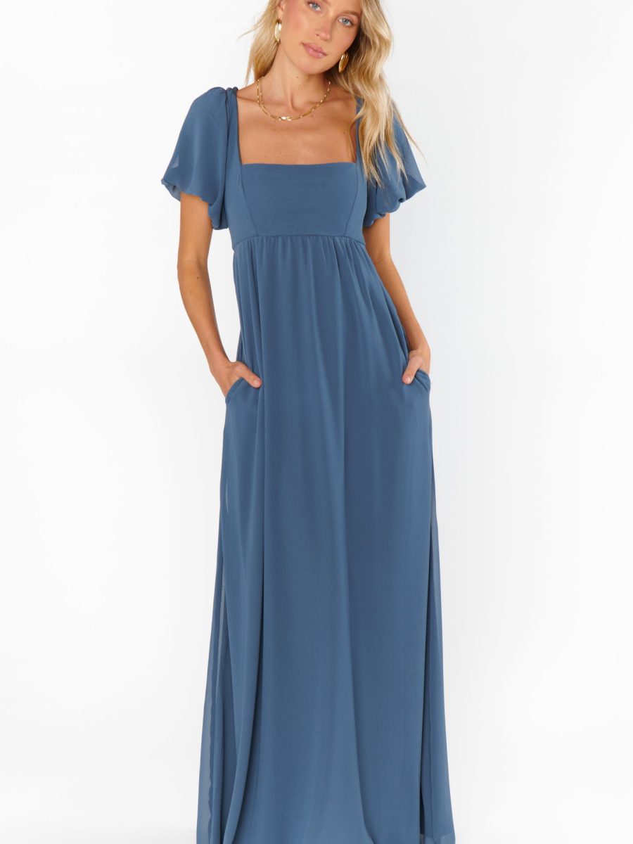 Nora Maxi Dress ~ Slate Blue Chiffon