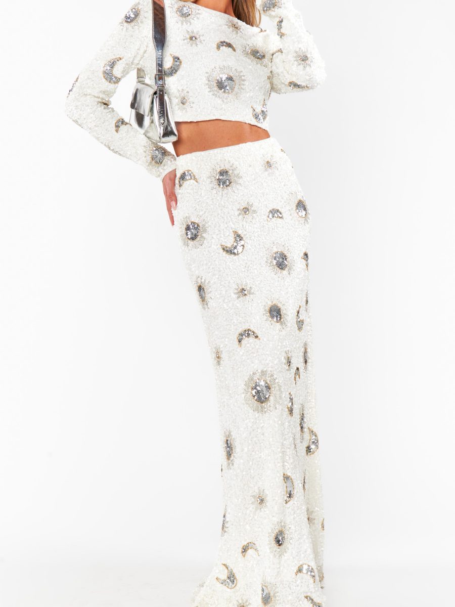 RSVP Skirt ~ White Celestial Sequins