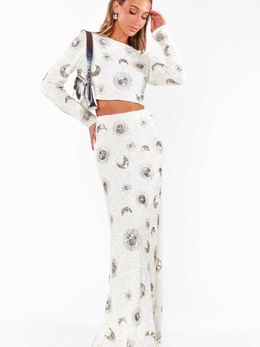 RSVP Skirt ~ White Celestial Sequins