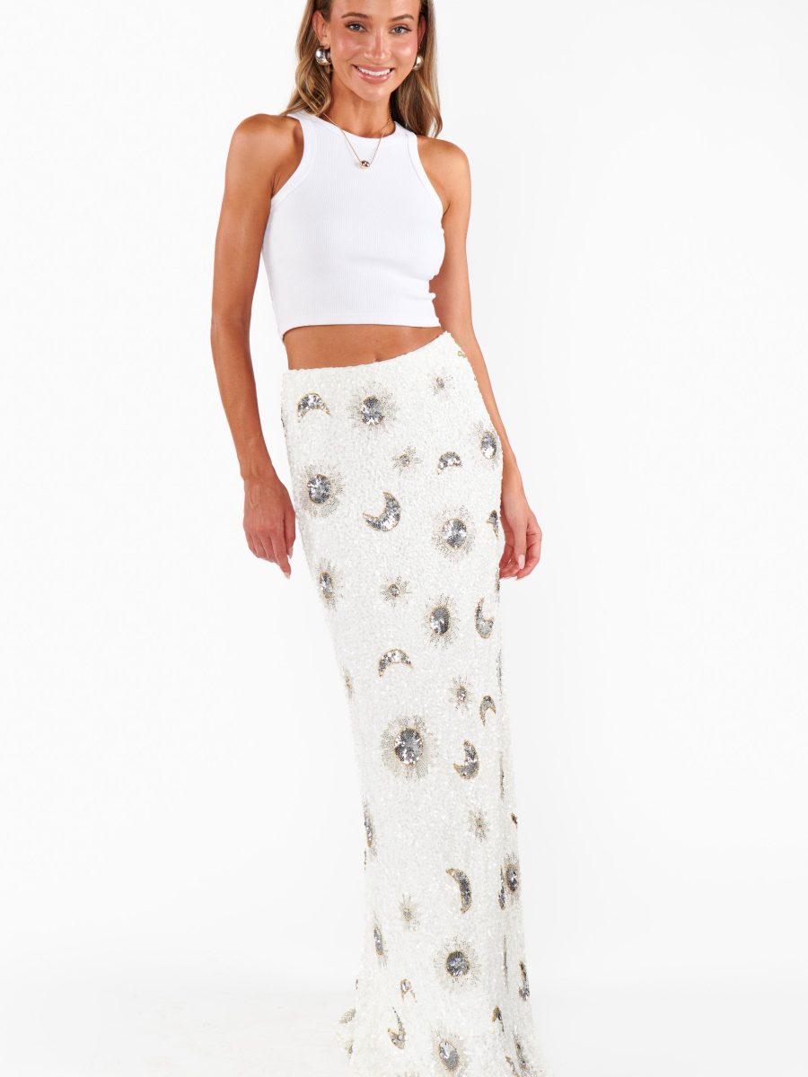 RSVP Skirt ~ White Celestial Sequins