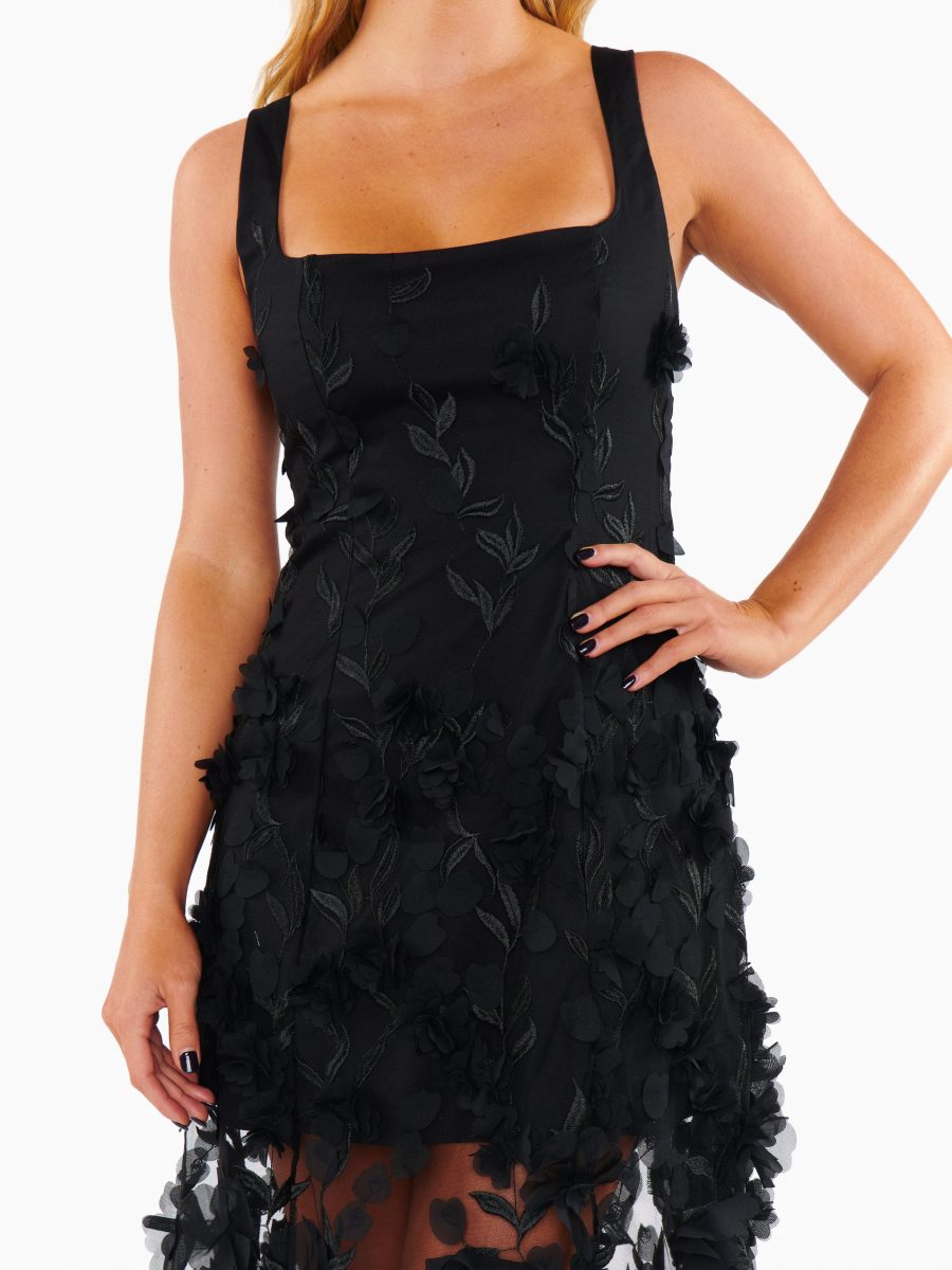 Stephanie Dress ~ Black 3D Floral