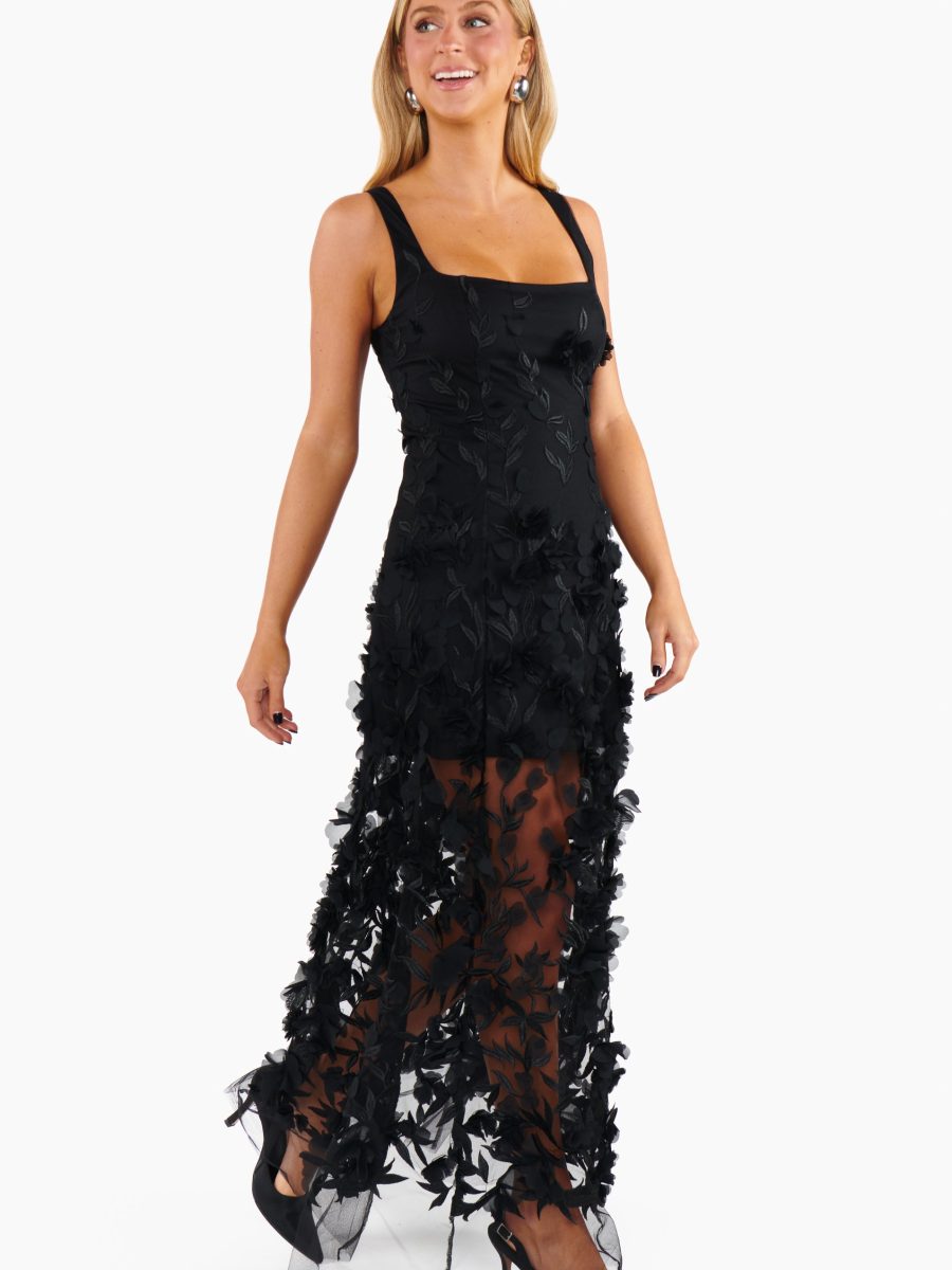 Stephanie Dress ~ Black 3D Floral