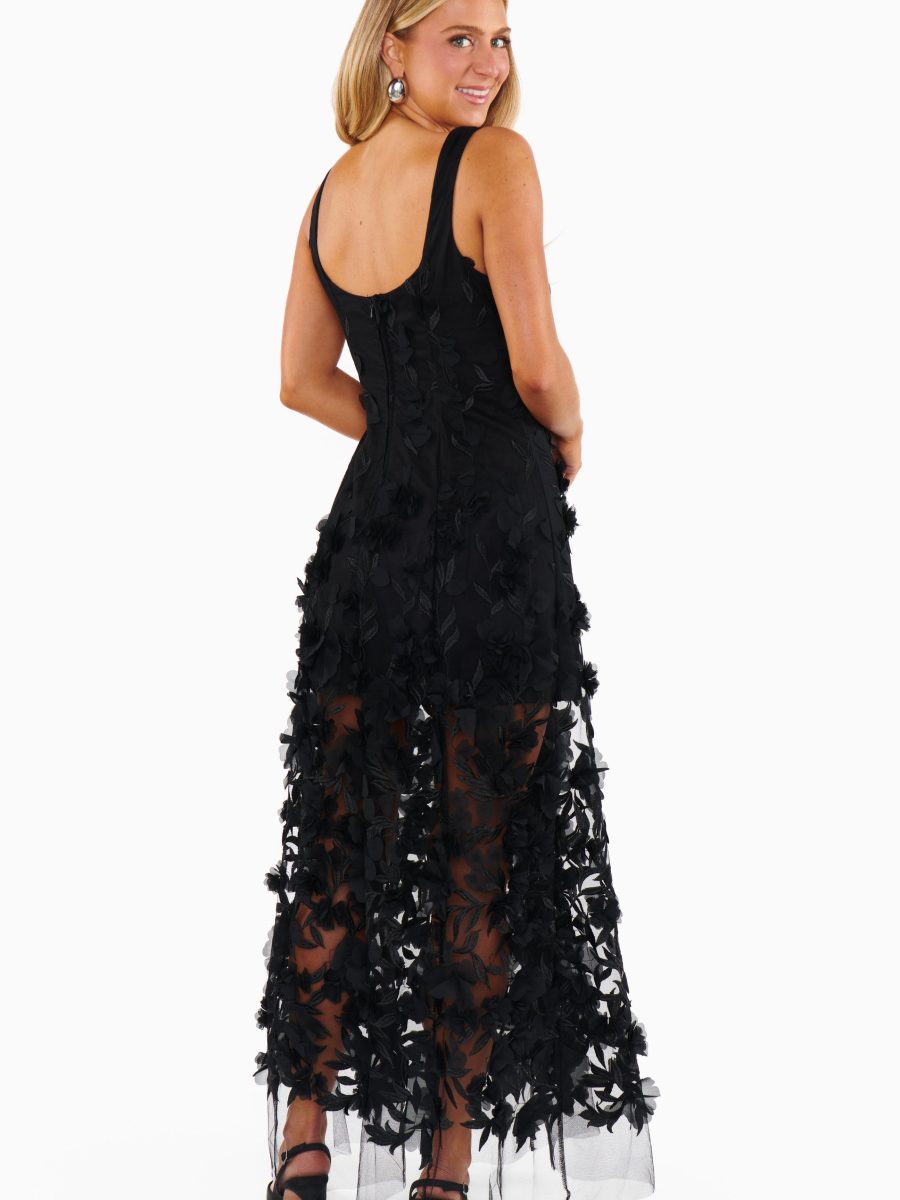 Stephanie Dress ~ Black 3D Floral