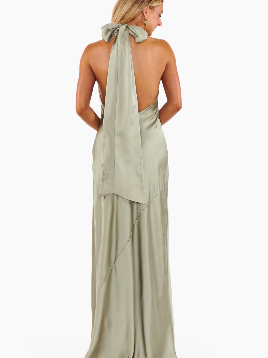 Lisa Maxi Dress ~ Moss Green Luxe Satin