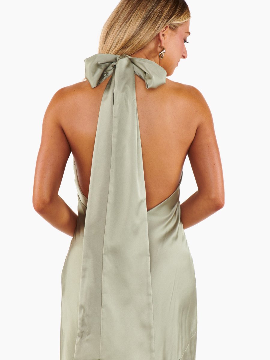 Lisa Maxi Dress ~ Moss Green Luxe Satin