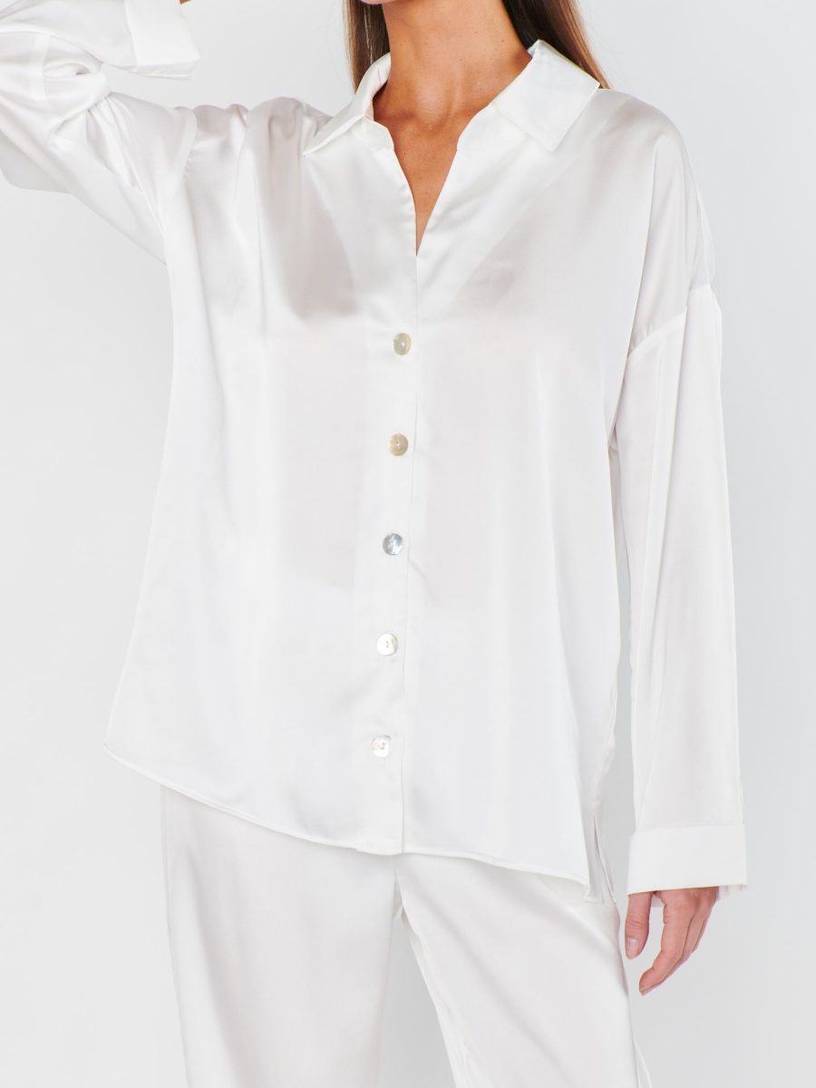 Always and Forever Button Down ~ Ivory Luxe Satin