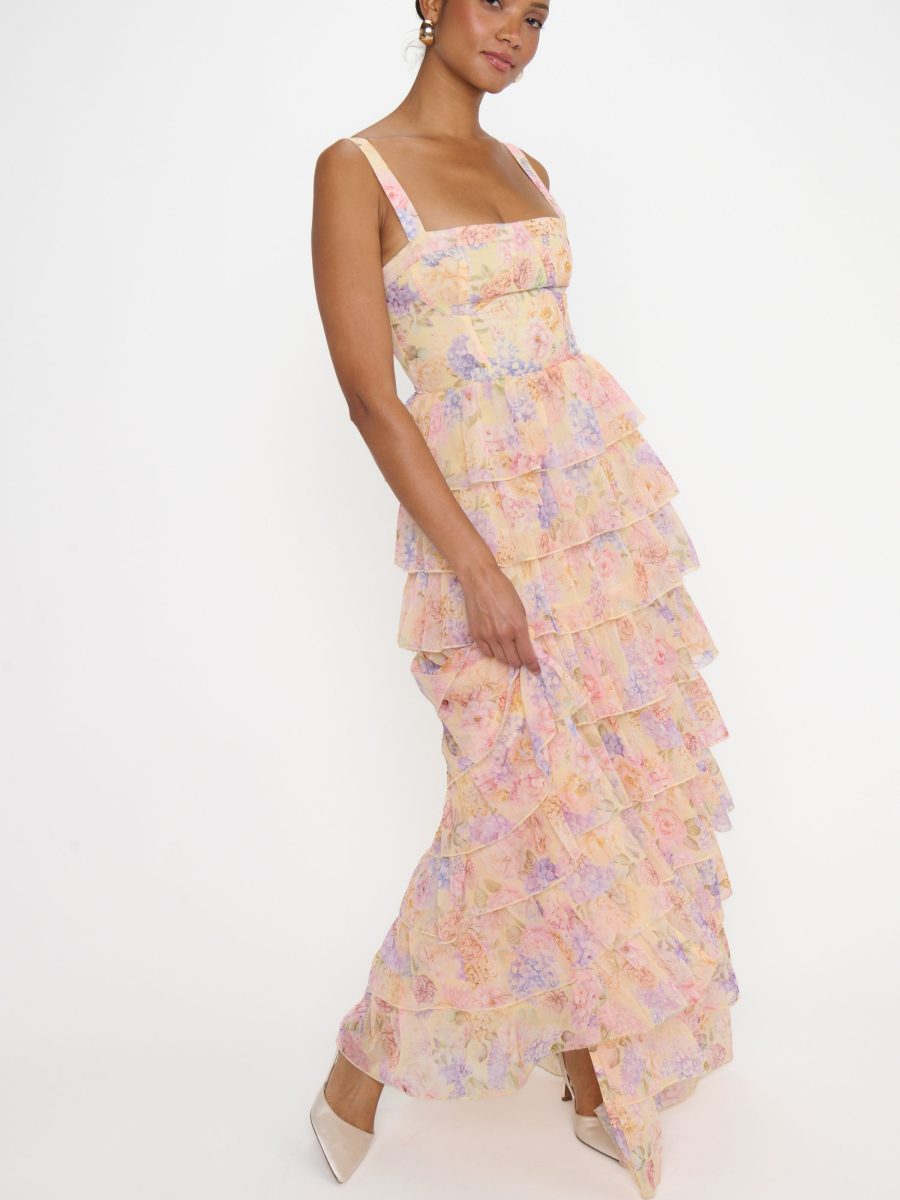 Katarina Maxi Dress ~ Pale Yellow Blooms