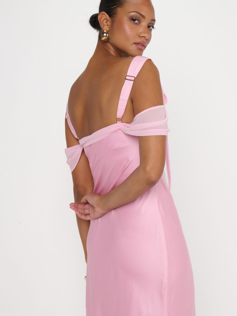 Bella Maxi Dress ~ Light Pink Luxe Satin