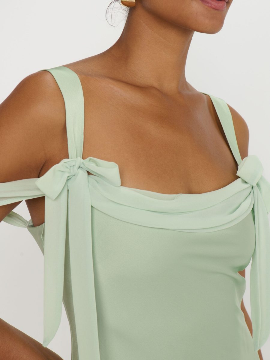 Bella Maxi Dress ~ Pistachio Luxe Satin