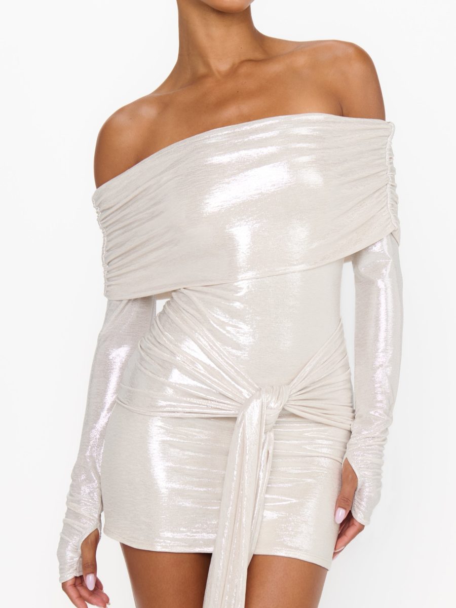 Vanessa Mini Dress ~ White Shimmer Knit