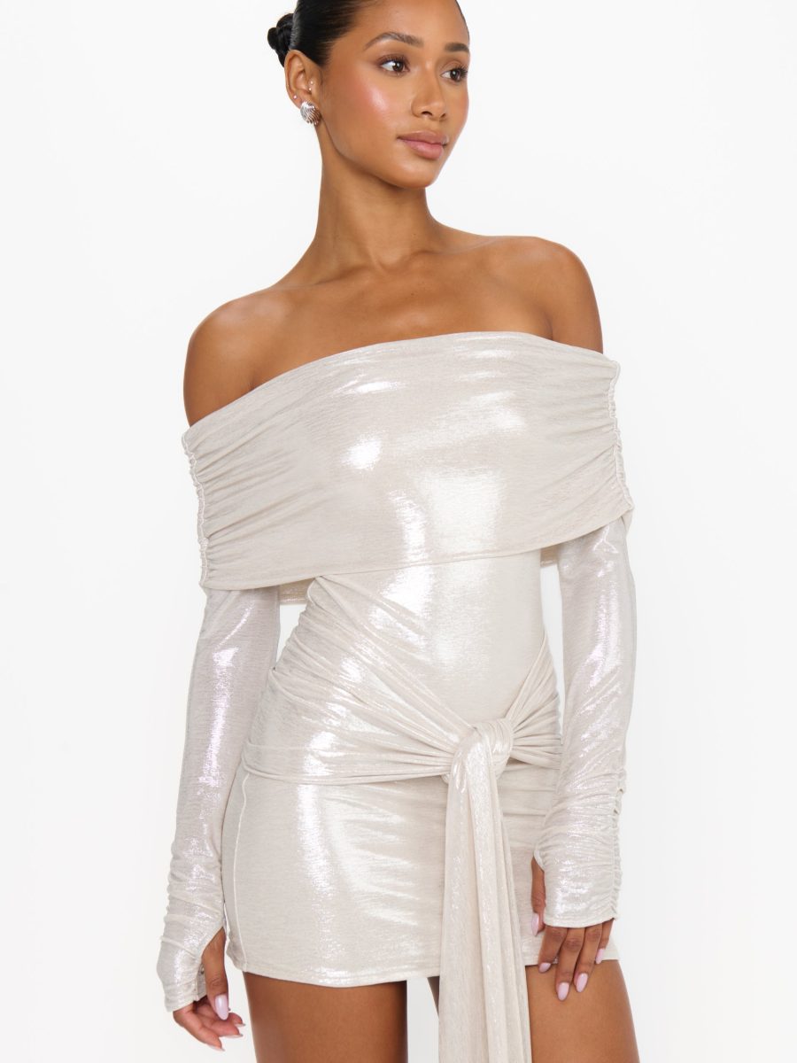 Vanessa Mini Dress ~ White Shimmer Knit