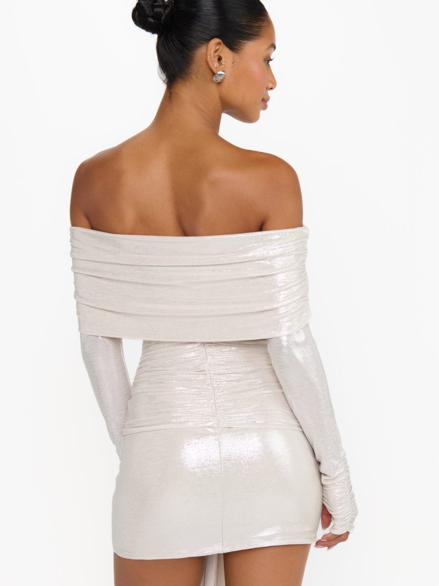 Vanessa Mini Dress ~ White Shimmer Knit