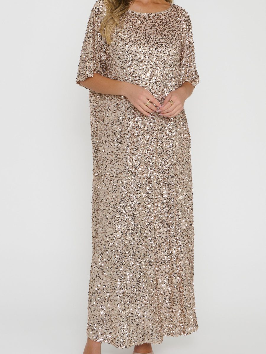 Graciella Maxi Dress ~ Gold Ritzy Relaxed Sequins