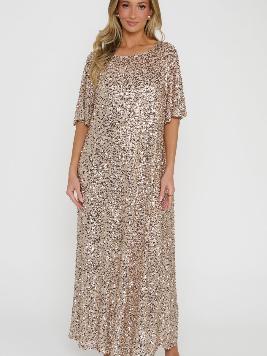 Graciella Maxi Dress ~ Gold Ritzy Relaxed Sequins