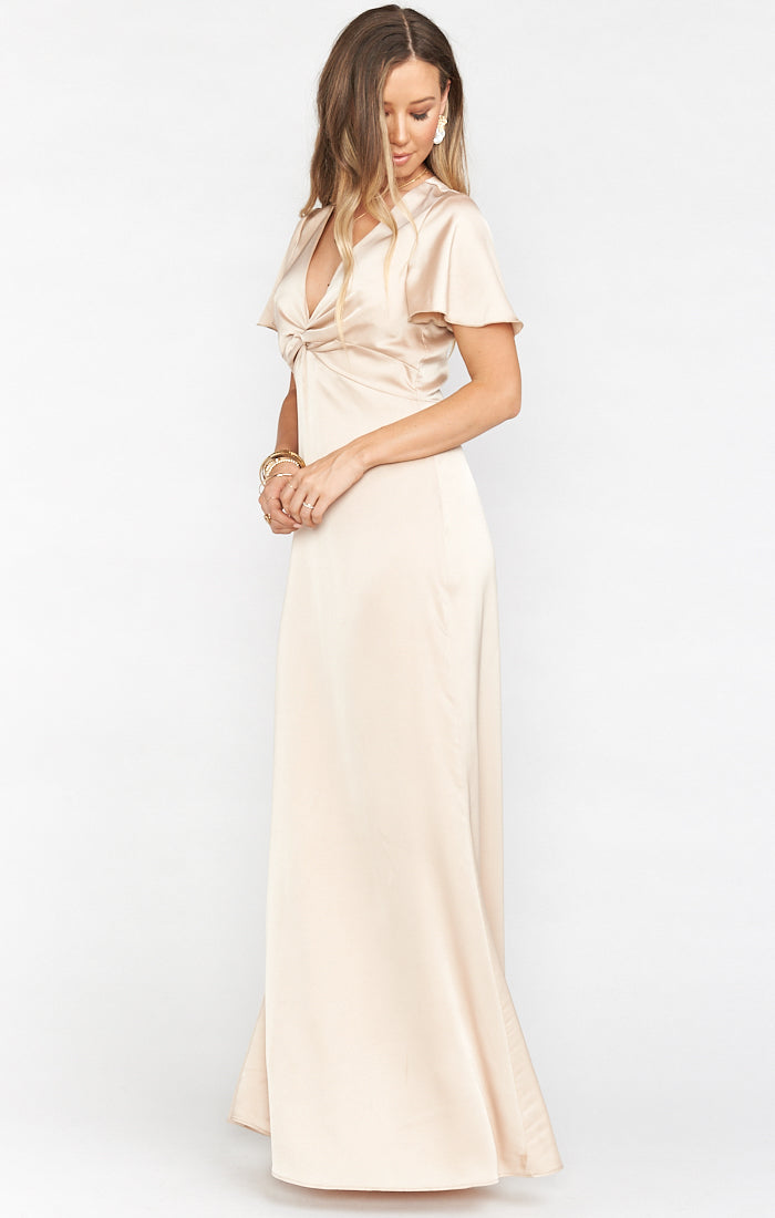 Rome Twist Gown ~ Champagne Luxe Satin