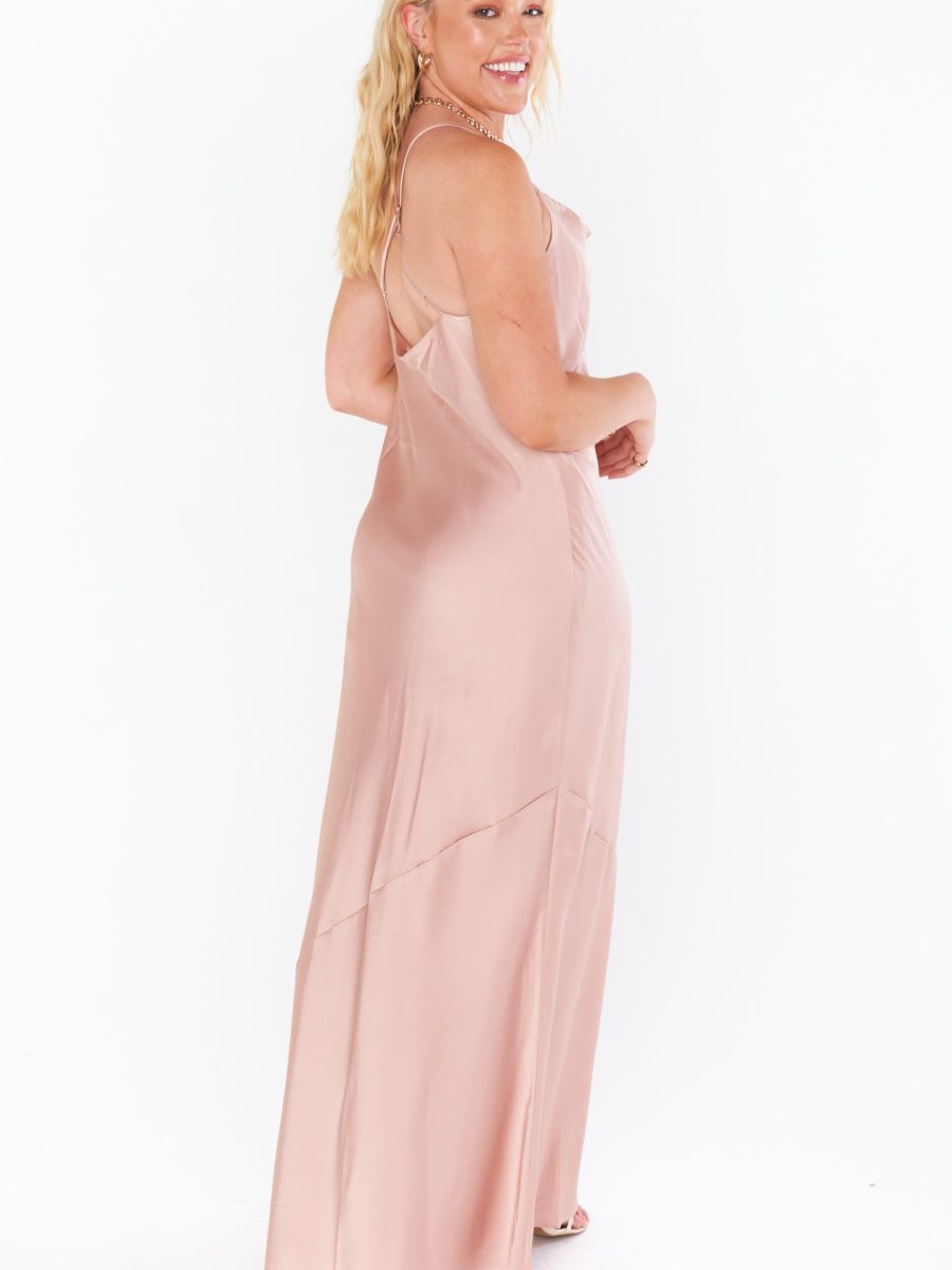 Tuscany Maxi Slip Dress ~ Rose Gold Luxe Satin