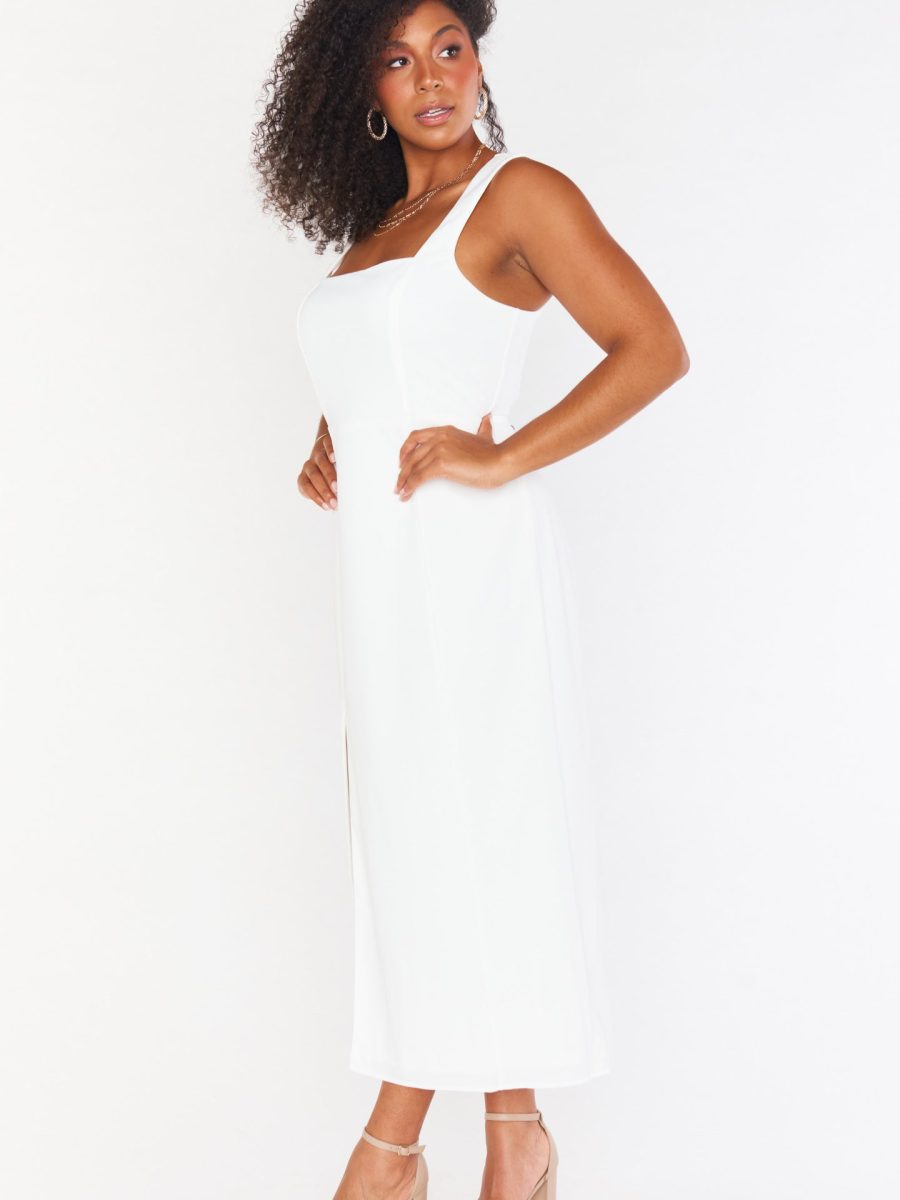 Eden Midi Dress ~ White Stretch