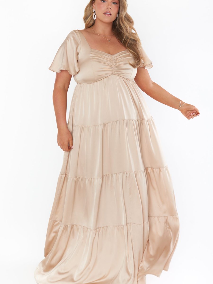 Nicole Maxi Dress ~ Champagne Luxe Satin