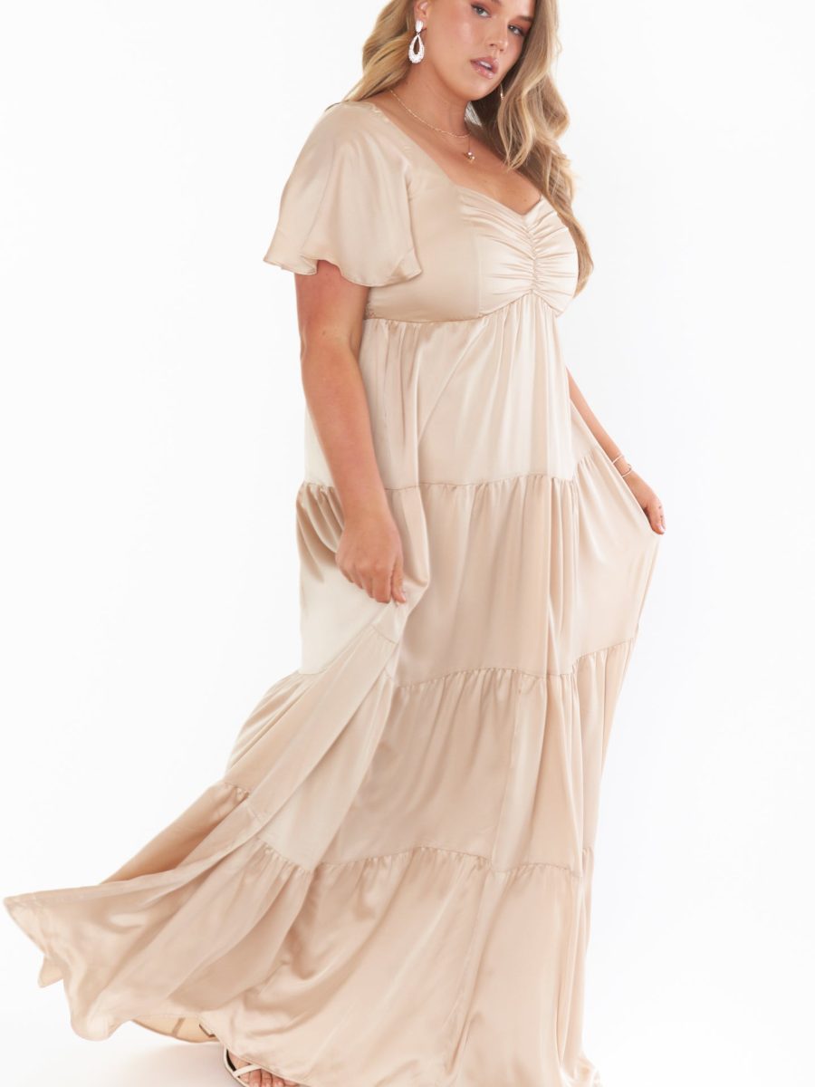 Nicole Maxi Dress ~ Champagne Luxe Satin