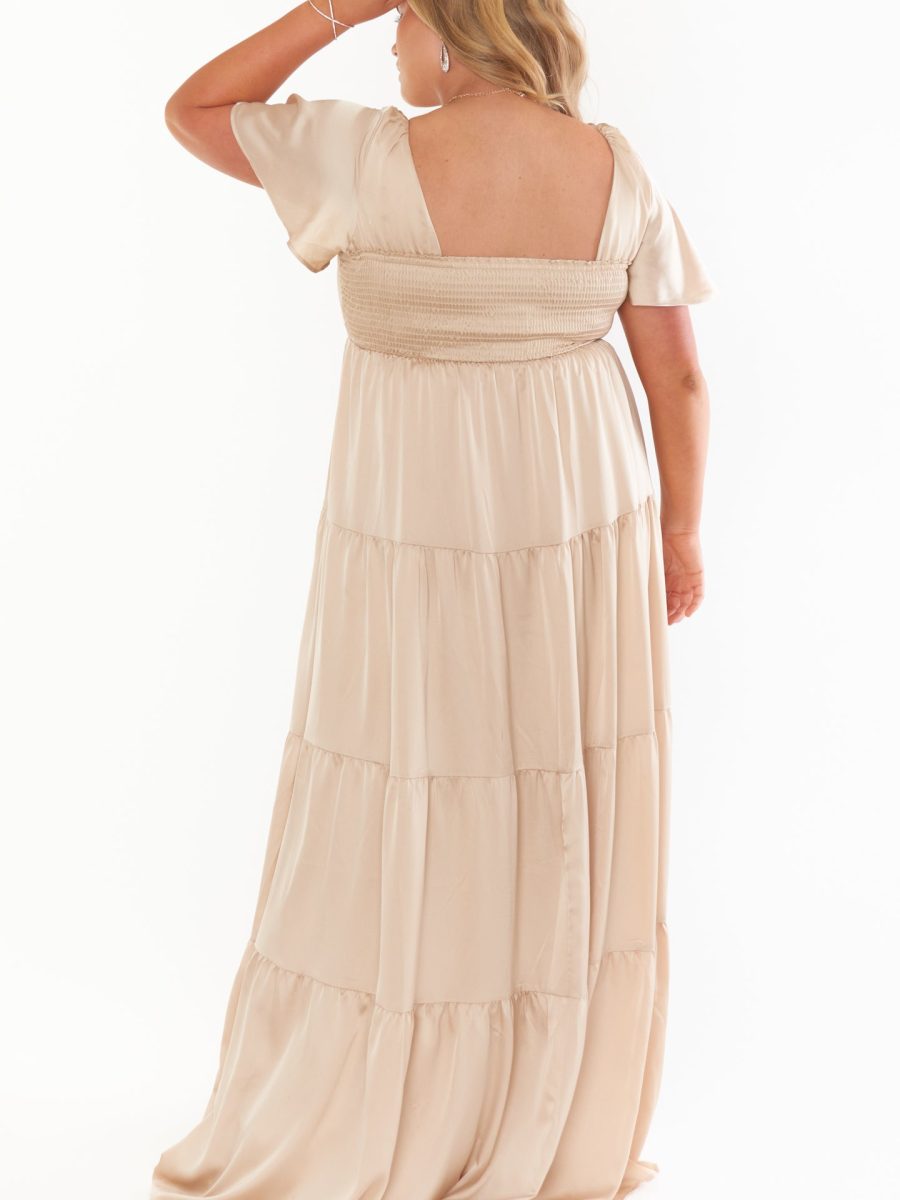 Nicole Maxi Dress ~ Champagne Luxe Satin