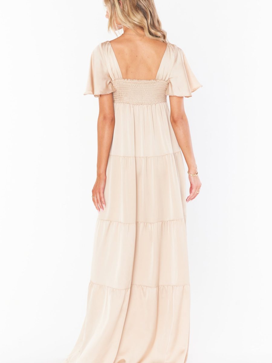 Nicole Maxi Dress ~ Champagne Luxe Satin