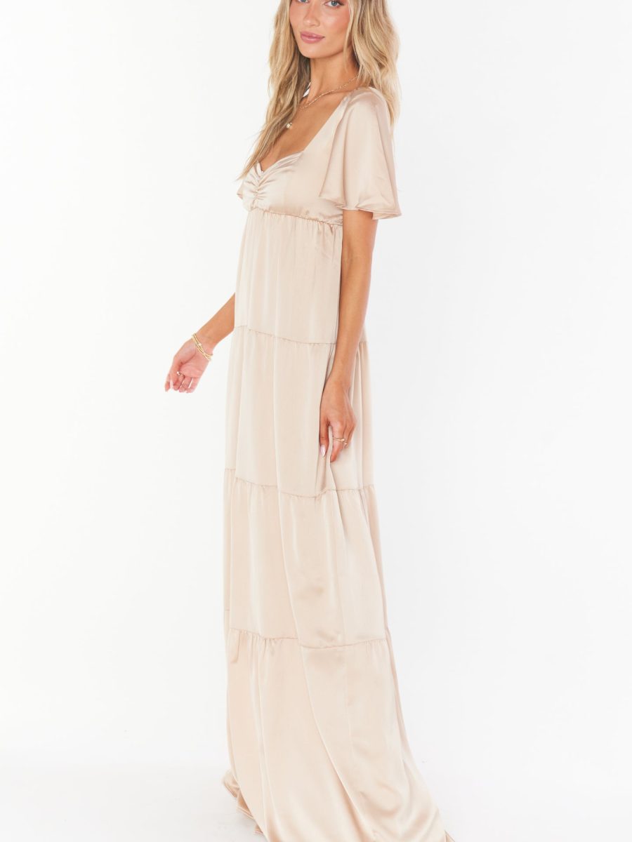 Nicole Maxi Dress ~ Champagne Luxe Satin