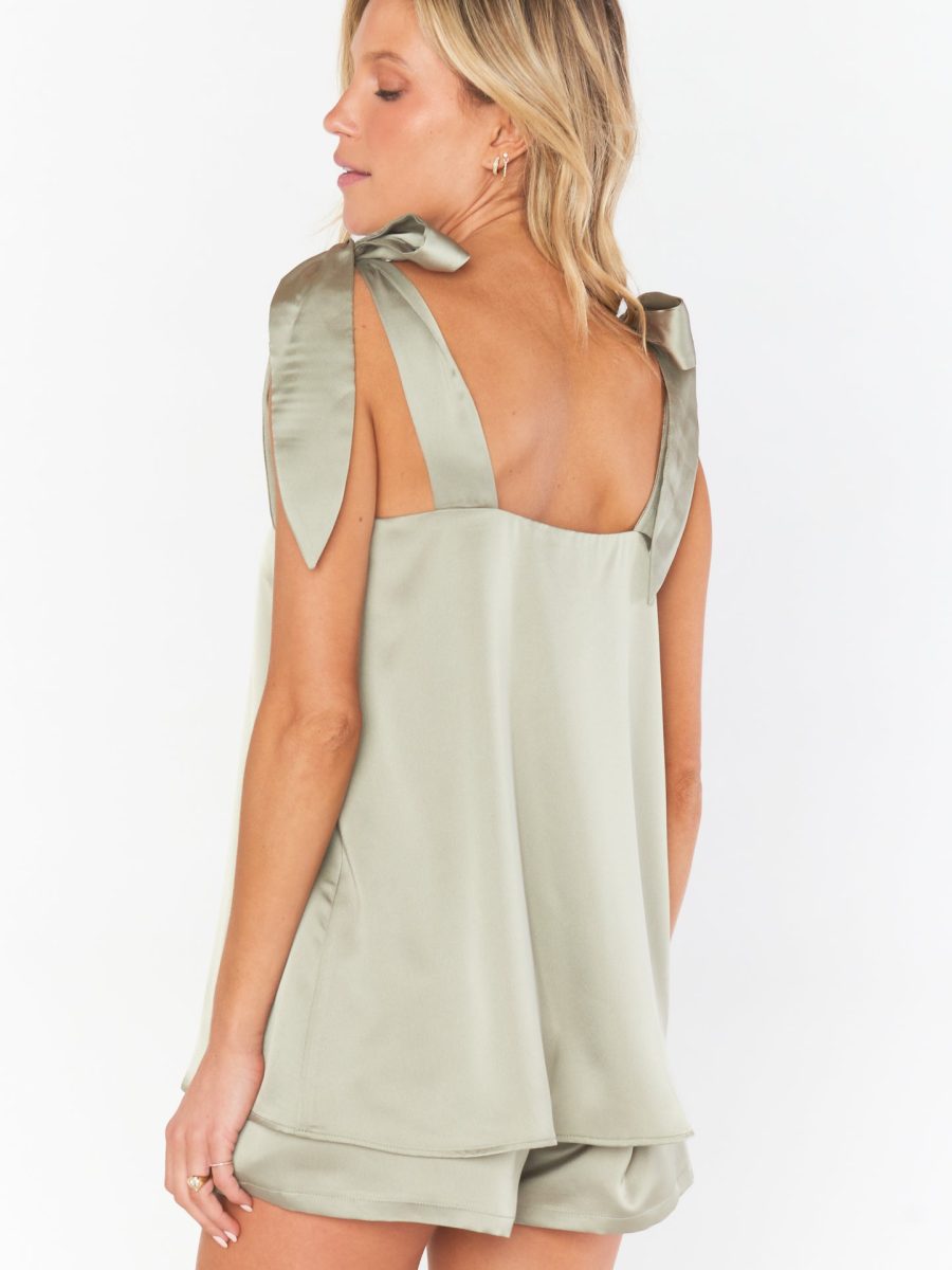 Makeup Tank ~ Moss Green Luxe Satin