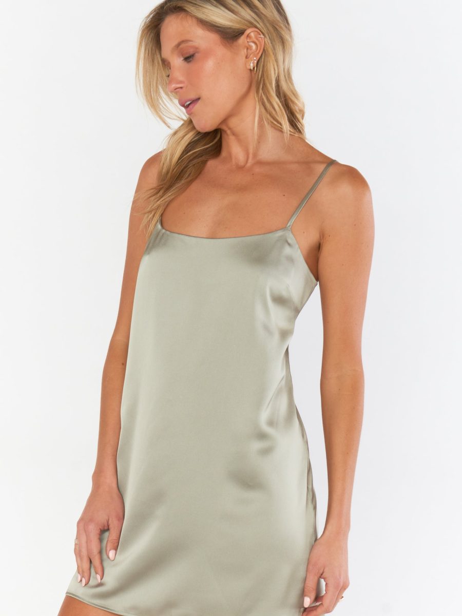 Happily Ever Top Slip ~ Moss Green Luxe Satin