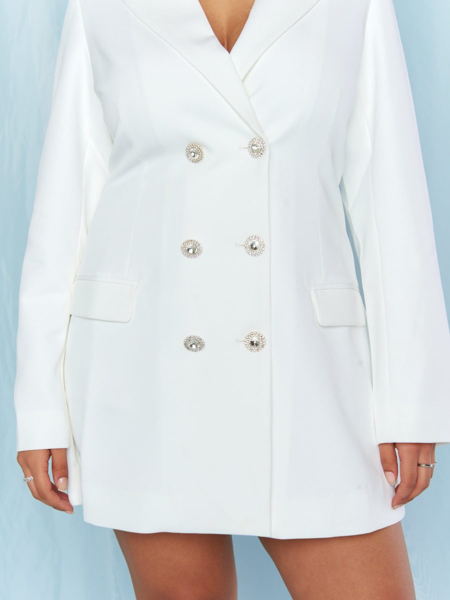 Save the Date Blazer Dress ~ White Suiting