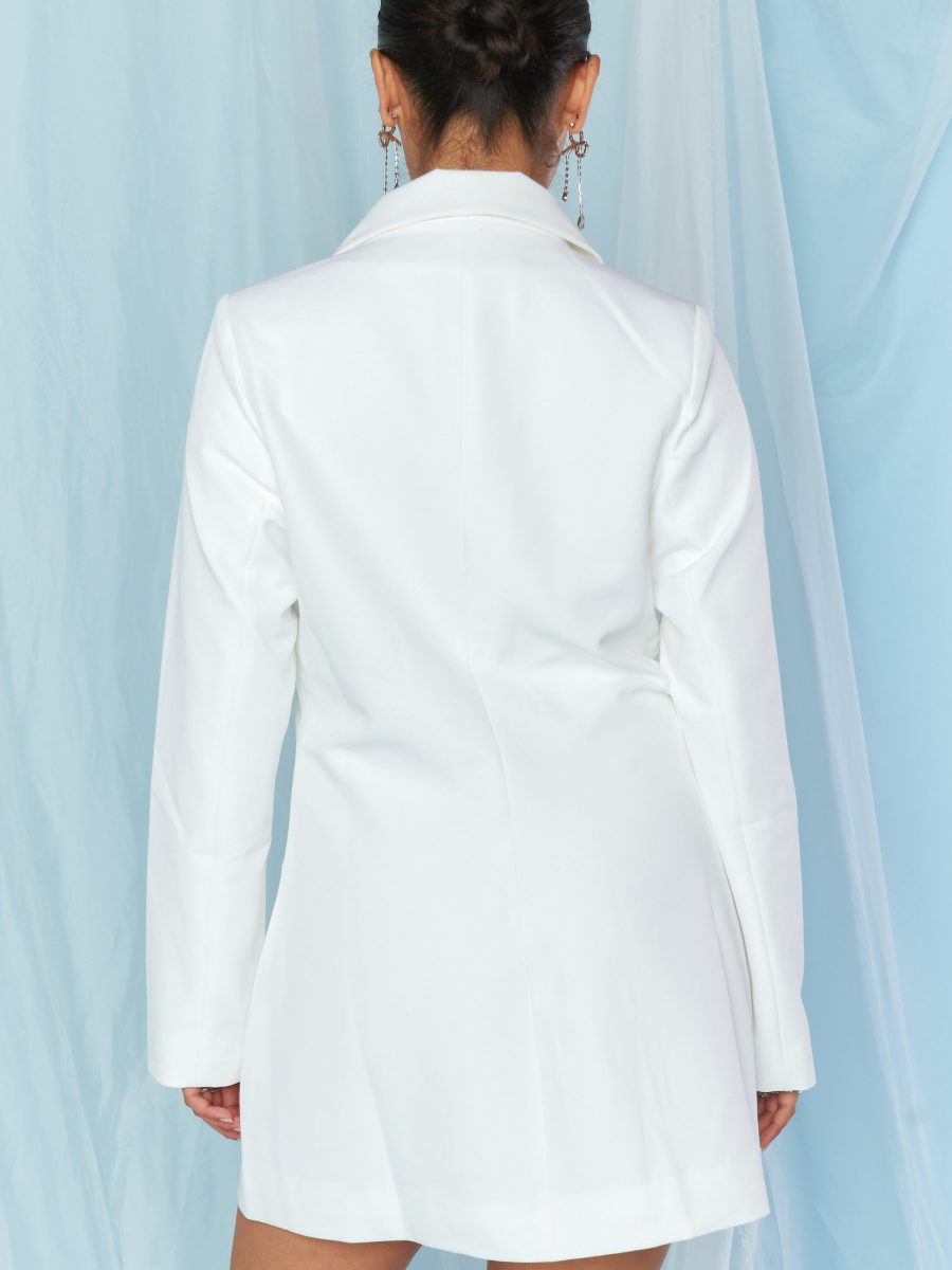 Save the Date Blazer Dress ~ White Suiting